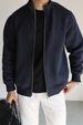 Men's Stand Collar Zip-Up Jacket – Minimalist Streetwear Pullover In Black/Grey/Navy | Oversized Casual Long Sleeve Coat (M-3XL)_viptrois.com