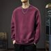 Retro Solid Color Hoodie For Men With Casual Round Neck, Bottom Layer, Loose Long Sleeved Top_viptrois.com