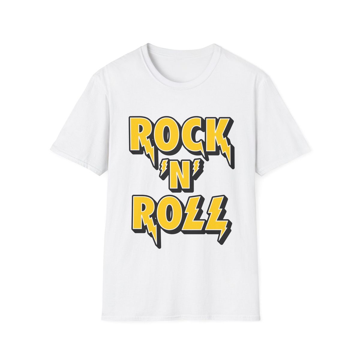 Rock'n'Roll Unisex T-Shirt Mens Womens Tees Top, Rock Music Fan Tee, Softstyle Logo Shirt_viptrois.com