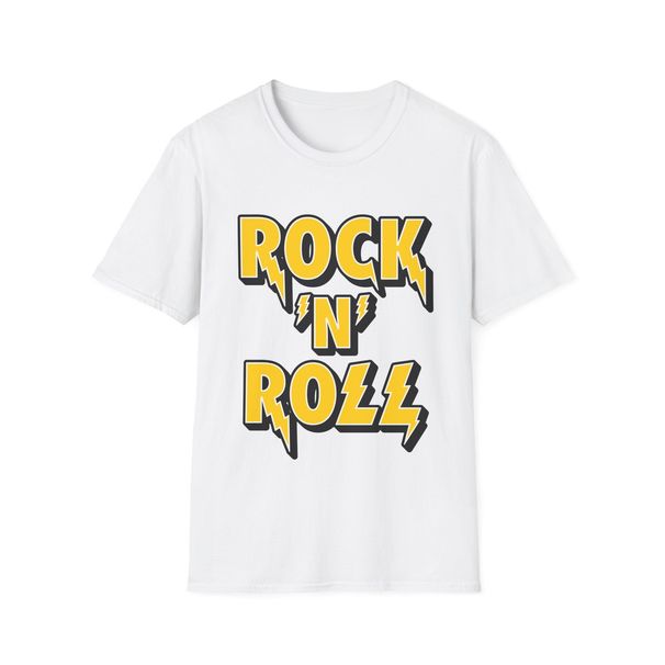 Rock'n'Roll Unisex T-Shirt Mens Womens Tees Top, Rock Music Fan Tee, Softstyle Logo Shirt_viptrois.com