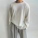 Men's Clothing Cold Feeling Round Neck Loose Casual White Sweater Wear Sense Long Sleeve Men's T Shirt Lazy Low Top High End Series_viptrois.com