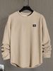 Men's Clothing New autumn and winter men's letter patch chest details casual loose round neck pullover long sleeve white sweatshirt_viptrois.com