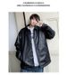 men's spring vintage work jacket streetwear style, patchwork design, loose fit with stand collar for casual & urban outfits_viptrois.com