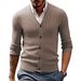 Men’s V-Neck Cable Knit Cardigan | Slim Fit Button-Up Sweater (M-5XL, 8 Colors)_viptrois.com