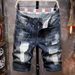 Men's Clothing Men's Ripped Denim Shorts Loose Straight Leg Summer Paint Look Trendy Distressed Five Point Pants_viptrois.com