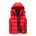 Men's Quilted Puffer Vest – Korean Streetwear Style, Thickened Polyester Fill With Hood & Zipper Pockets (L-5XL, Black/Red/Army Green)_viptrois.com