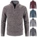"Unisex Fleece-Lined Cardigan – Minimalist Stand Collar Knit Sweater With Ribbed Hem"_viptrois.com