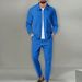 Men's Clothing Casual Zip-Up Hoodie & Jogger Set - Lightweight Athletic Tracksuit For Running Gym Workout (White, Beige, Black, Blue, Light Gray)_viptrois.com