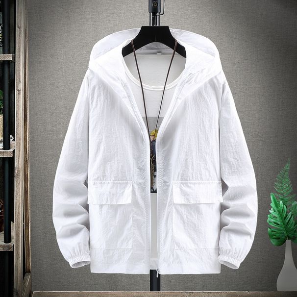 Men's clothing New summer solid color sun protection clothing jacket men's fat plus size trend loose fat sun protection clothing fishing clothing_viptrois.com