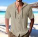 Men's Clothing Casual Short Sleeved Shirt Hooded Fashion Button Cardigan Shirt Trendy Loose Beach T Shirt_viptrois.com