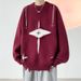 Men's Clothing Men's Hip-Hop Star Print Sweater Oversized Streetwear Knit Pullover Unisex Casual Winter Fashion In Wine Red_viptrois.com