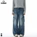 Men's Distressed Cargo Jeans - Streetwear Oversized Drop-Cut Denim Pants With Multi-Pockets For Hip-Hop & Grunge Style_viptrois.com