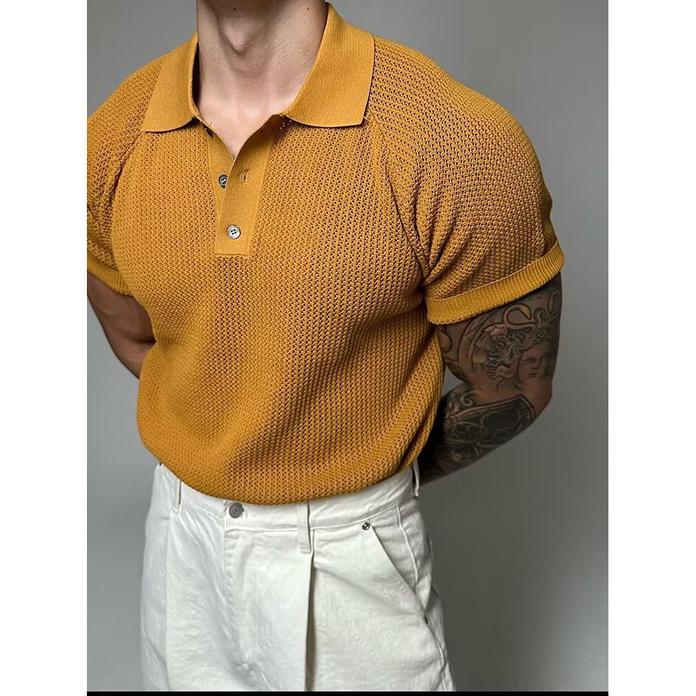Men's Summer Honeycomb Hollow Polo Shirt - Short Sleeve Business Casual T-Shirt With Shirt Collar_viptrois.com