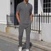 Men's Clothing Men's Clothing Summer New Style Ready Stock Casual Stand Collar Short Sleeve Long Pants Two Piece Set_viptrois.com