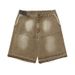 Men's Clothing Retro Washed Denim Shorts Zipper Ribbon Decoration Raw Edge Shorts Men's Casual Shorts_viptrois.com