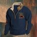 Loom 2024 European And American Cross-Border Half-Zip Independent Station Retro Fur Men's White Collar Sweatshirt_viptrois.com