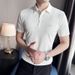 Men's High Elasticity Waffle Knit Ice Silk Polo Shirt Short Sleeved Seamless Embroidered Business Top for Men_viptrois.com