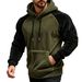 Cross-Border Autumn Winter European American Men's Top With Fleece Lining Color Block Raglan Sleeve Hooded_viptrois.com