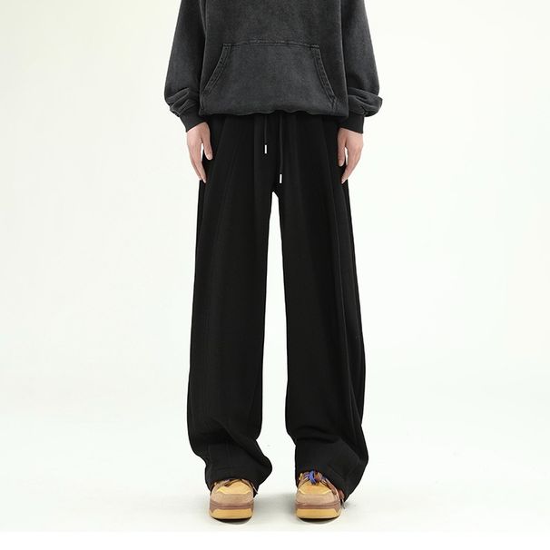 Men's Clothing Deconstructed Sweatpants Men's Spring High Street Handsome Wide Leg Casual Pants Trendy Brand Design Elastic Waist Mopping Pants_viptrois.com