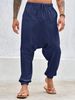 Cotton And Linen Loose Solid Color Casual Pants Summer American Loose Crotch Trousers_viptrois.com