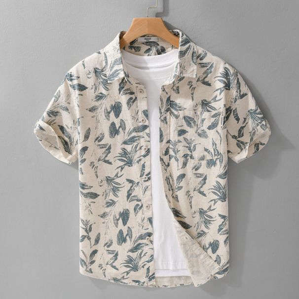 Summer Linen Personalized Printed Comfortable Short Sleeved Shirt, Casual Breathable Linen Shirt_viptrois.com