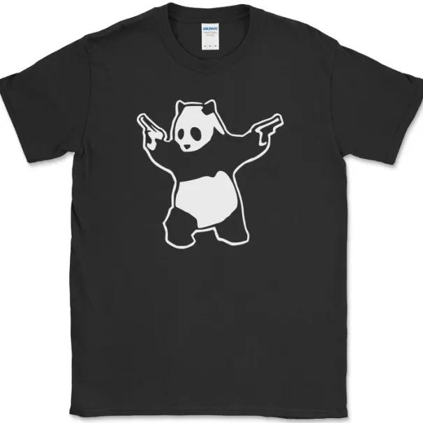Panda With Guns T-Shirt Mens Womens Tees Top Funny Animal Bear Humor Novelty Gift Tee_viptrois.com