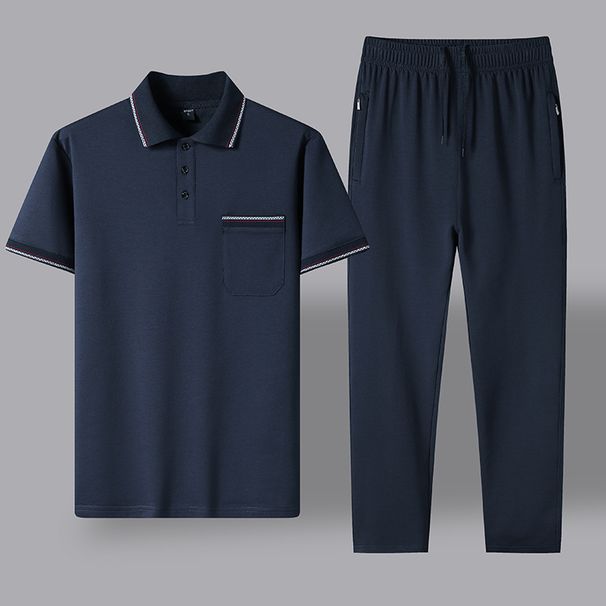 Men's Clothing Summer Elderly Sports Suit Men's Summer Casual Short Sleeved T Shirt Trousers Two Piece Dad's Suit_viptrois.com
