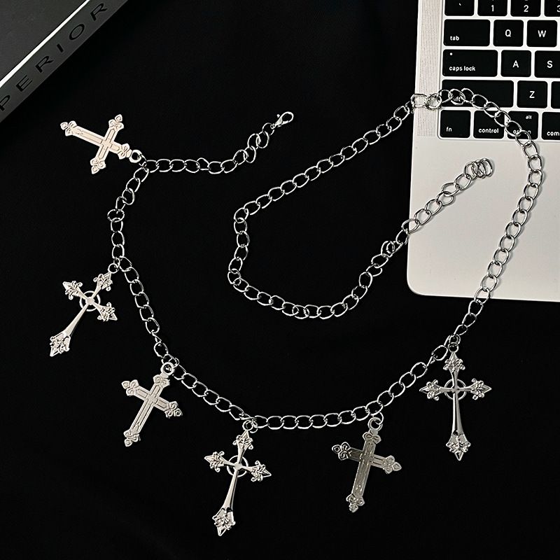 Men's Y2K Subculture Niche Cross Pendant With Short Skirt Waist Chain Accessories For Women High-end Trendy_viptrois.com