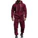 Men's Fleece Lined Casual Suit Autumn Winter Hooded Sweatshirt Long Cuffed Trousers Sportswear Set_viptrois.com