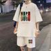Men's Clothing Large Size Loose Waffle Casual Sports Suit Men's Summer Shorts Short Sleeved T Shirt Handsome Set_viptrois.com