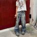 AC Style Graffiti Print Metal Decor Jeans – Unisex Distressed Denim Pants With Patchwork (S-XXXL)_viptrois.com