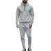 Men's Waffle Knit Hoodie & Jogger Set - Half-Zip Pullover Tracksuit With Drawstring Waist_viptrois.com