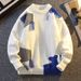 Men's Knitted Sweater Long Sleeve Casual Pullover Soft Loose Fit With Emblem Detail For Autumn_viptrois.com