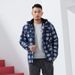 Men's Sweater Jacket Teen Striped Checked Hoodie Winter Fleece_viptrois.com