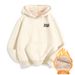 Imitation Cotton Lamb Wool Shoulder Hooded Drawstring Sweater_viptrois.com