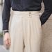 Men's Clothing Casual Italian Retro High Waist Pants Men's Casual Straight Naples British Business Paris Buckle White Long Trousers_viptrois.com