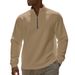 Men's Fleece-Lined Solid Color Stand Collar Pullover Sweatshirt - Warm Long Sleeve Casual Top For Autumn & Winter_viptrois.com