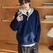 Color Blocked Hooded Twisted Pattern Thick Knit Sweater, Men's And Women's Loose Top_viptrois.com