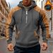 Men's Color-Block Fleece Hoodie – Thermal Lined Polyester Pullover With Zip Pockets – Slim Fit Winter Casual Wear For Urban Adventures (S-XXXL)_viptrois.com