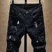 Men's Clothing Ripped Patch Jeans Spring And Autumn New Trendy Brand Black High Street Versatile Slim Fit Skinny Casual Trousers_viptrois.com