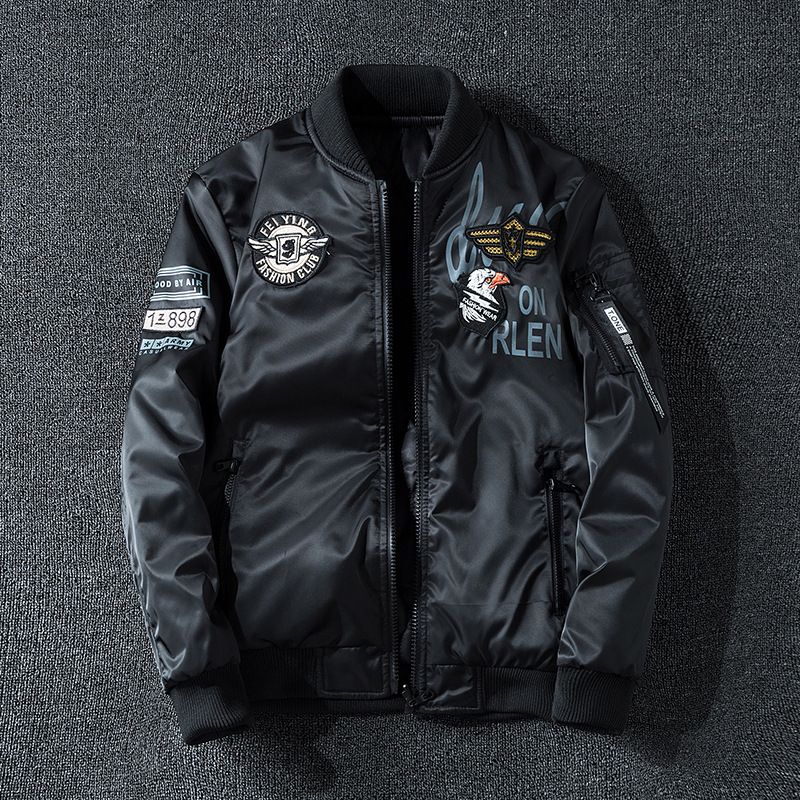 Men's Reversible MA1 Bomber Jacket - Military Green/Black/Navy - Slim Fit Zip-Up Aviator Coat With Side Pockets_viptrois.com