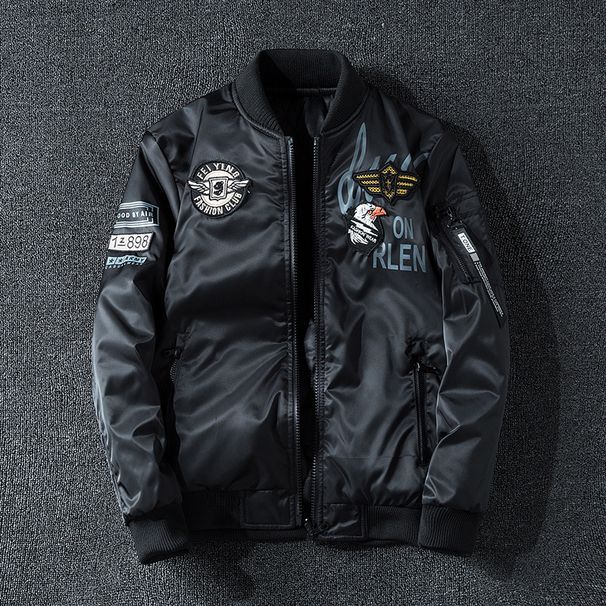 Men's Reversible MA1 Bomber Jacket - Military Green/Black/Navy - Slim Fit Zip-Up Aviator Coat With Side Pockets_viptrois.com