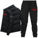 New stand-up collar cotton shirt + pants suit printed men's winter thickened warm cotton clothing casual wear_viptrois.com