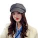 Korean Style Trendy Spring and Autumn Star Style PU Leather Octagonal Cap Children's Duck Tongue British Style Vintage Fashion Leather Cap Beret_viptrois.com