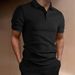 Men's Clothing Polo Shirt Solid Color Jacquard Men's Short Sleeved Casual Tight Lapel Shirt_viptrois.com