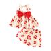 Kids’ Clothing Children's Clothing Bow Suspenders Tops And Shorts Sweet Print Two Piece Suit_viptrois.com