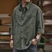 CT Work Shirt Spring Autumn Large Size Loose Trendy Casual Top Solid Color Cardigan Turn-down Collar Jacket Men_viptrois.com