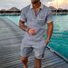 Men's Clothing Fashion Casual Suit 3D Digital Printing Zipper Short Sleeve Shorts_viptrois.com
