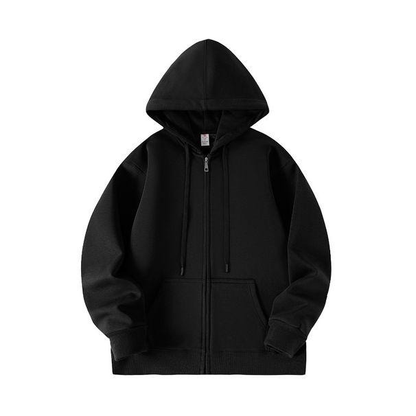 Unisex Fleece-Lined Zip Hoodie - Viral Oversized Open Front Design With Drop Shoulder & Kangaroo Pockets_viptrois.com