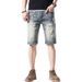 Men's Clothing Summer Retro Hole Denim Shorts Men's Loose Five Point Pants Men's Trendy Brand Five Point Pants Mid Length Pants_viptrois.com